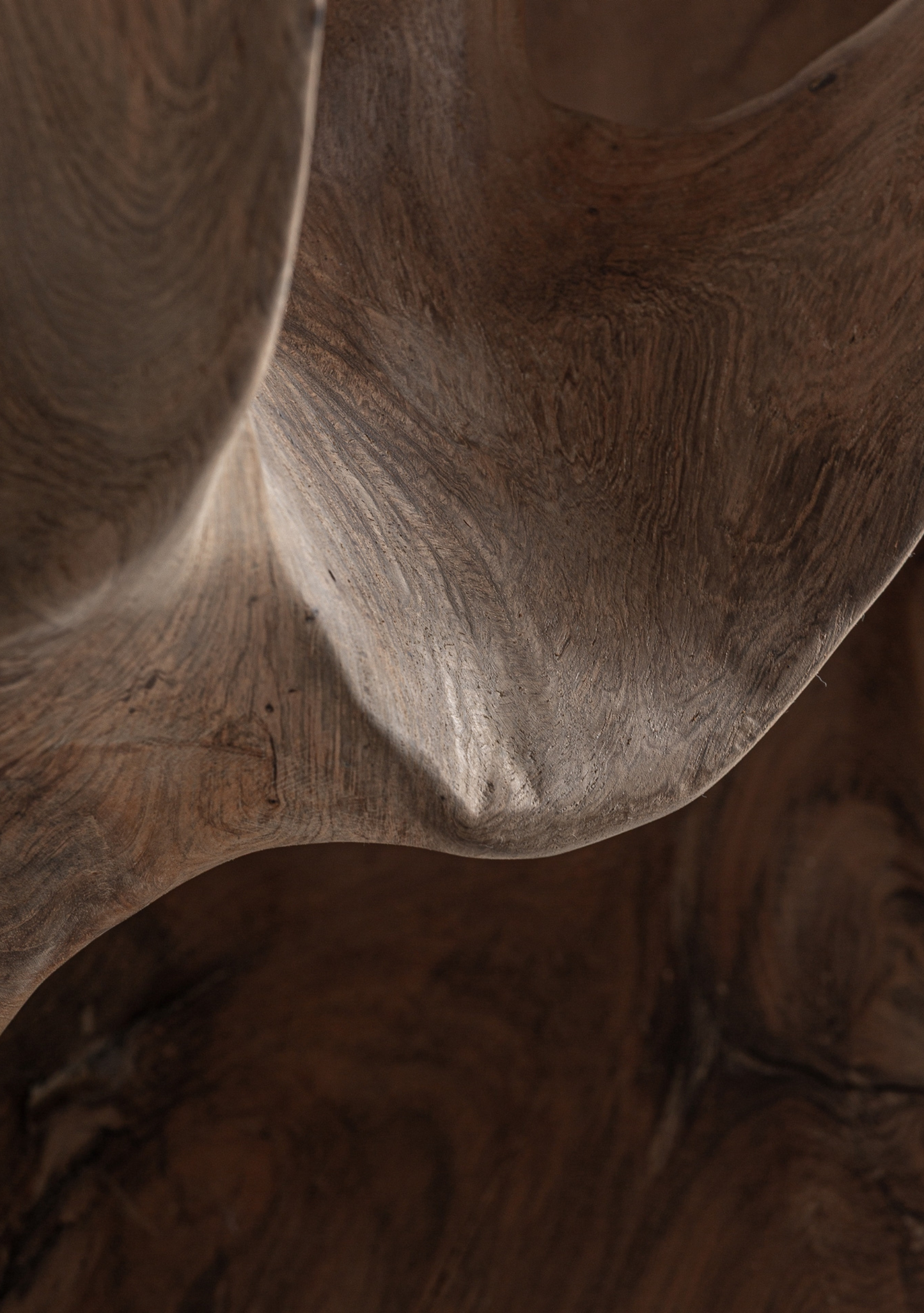 Frikhale Sculptural Teak Wood Floor Sculpture – Brown - Elara Maison