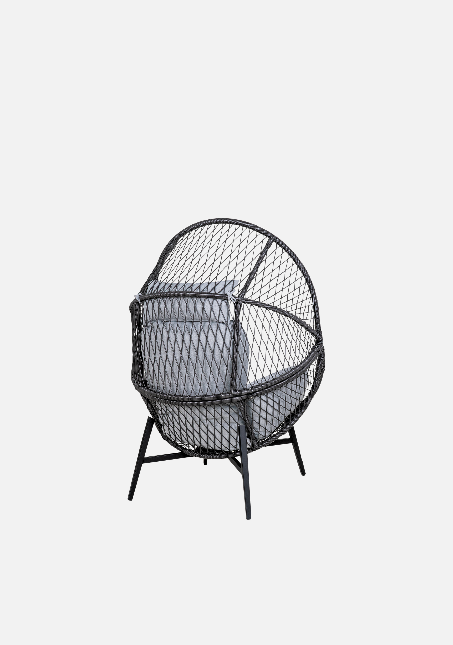 Rosario Lounge Chair – Black Rattan & Steel - Elara Maison