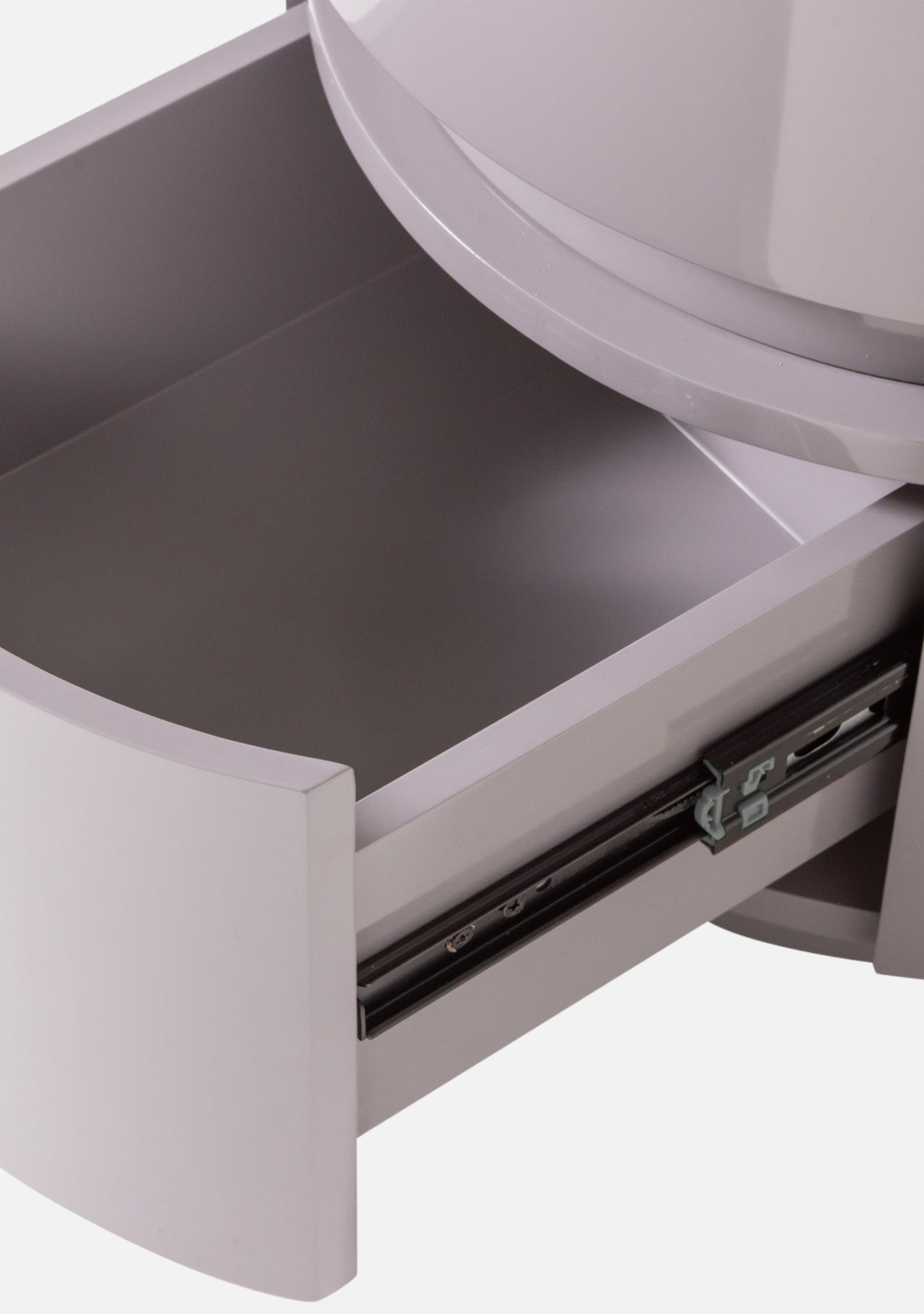 Lunex Night Stand – FSC® Light Grey High Gloss MDF - Elara Maison