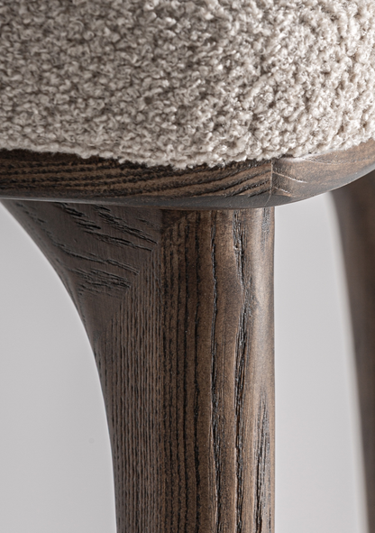 Zemst Upholstered Bar Stool – Ash Wood & Bouclé Fabric