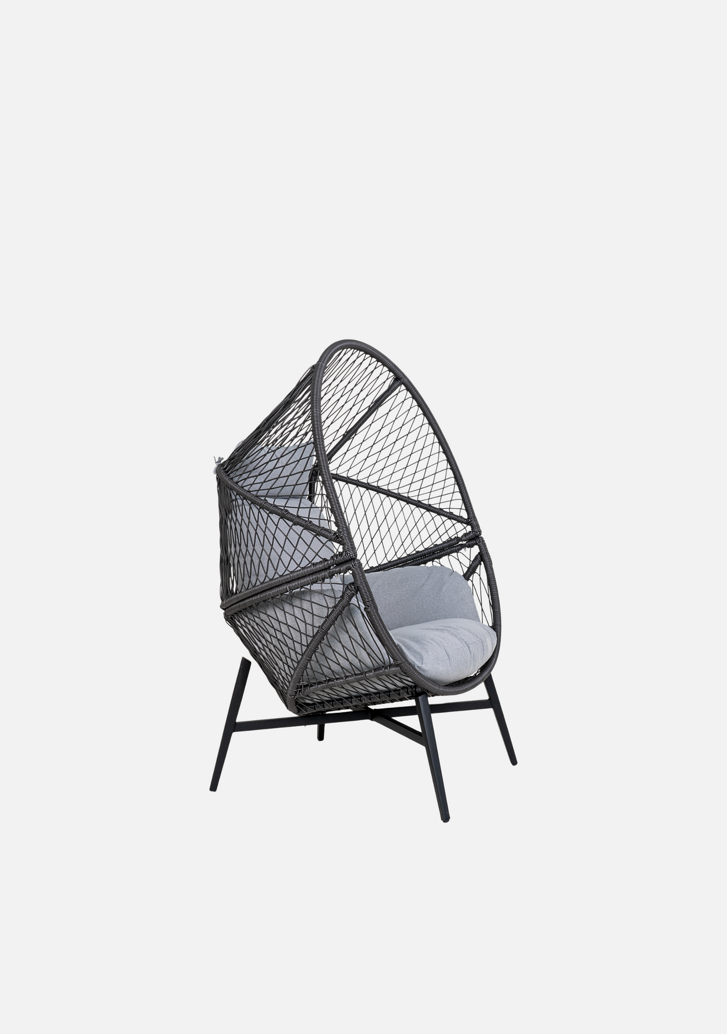Rosario Lounge Chair – Black Rattan & Steel - Elara Maison