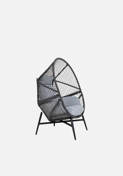 Rosario Lounge Chair – Black Rattan & Steel - Elara Maison