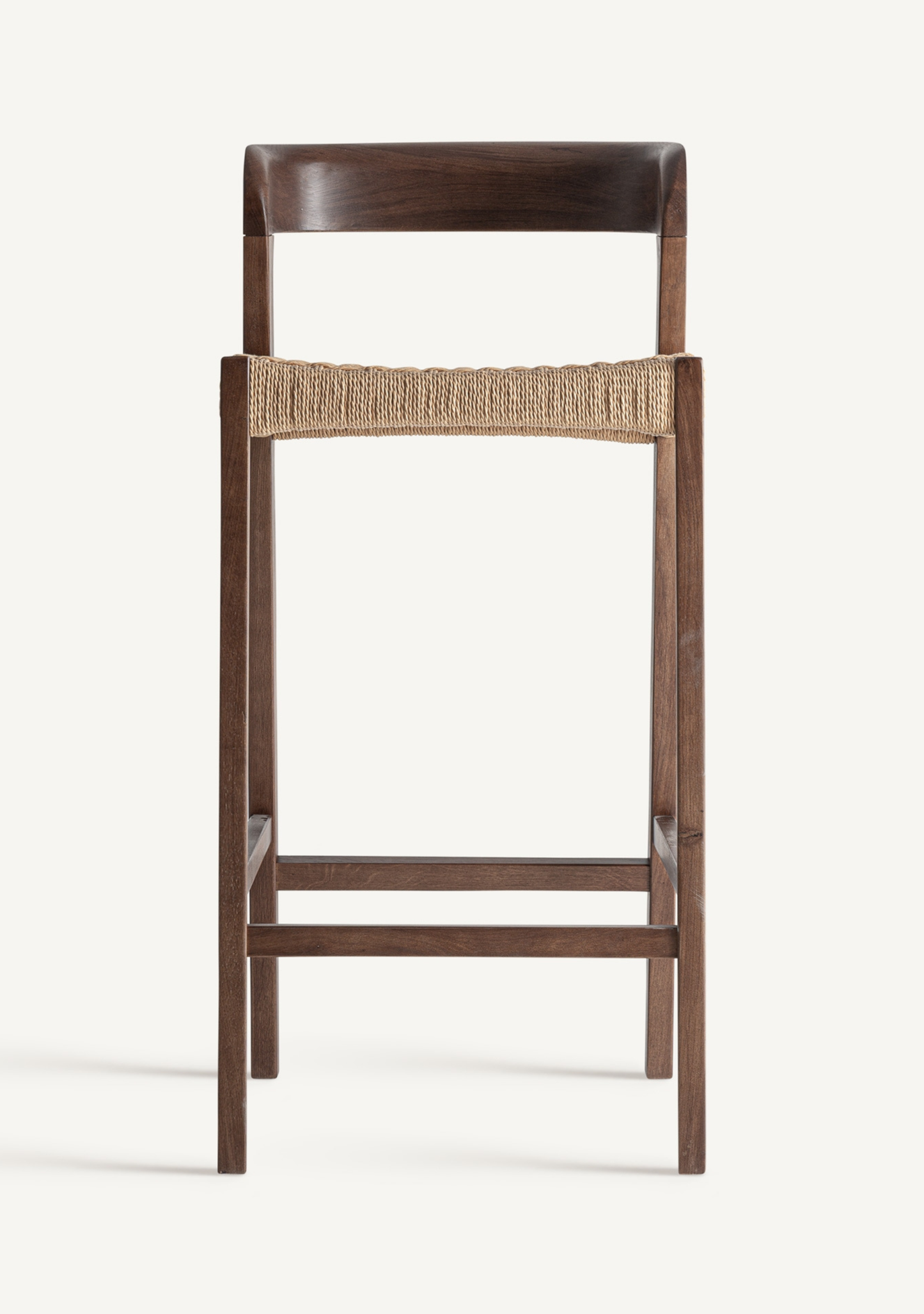 Flaeh Wooden Bar Stool – Set of 2 - Solid Oak & Handwoven Natural Fibre