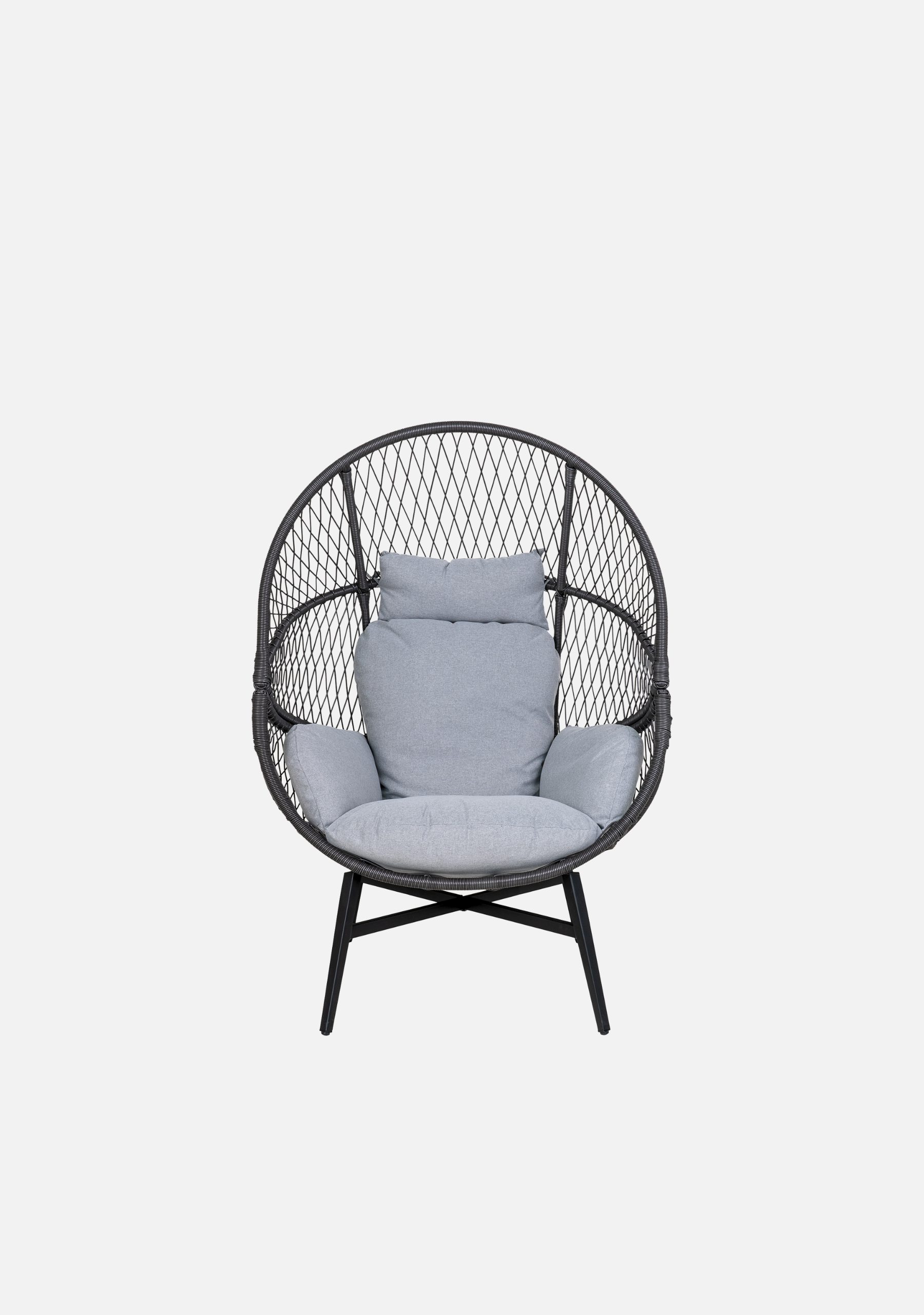 Rosario Lounge Chair – Black Rattan & Steel - Elara Maison