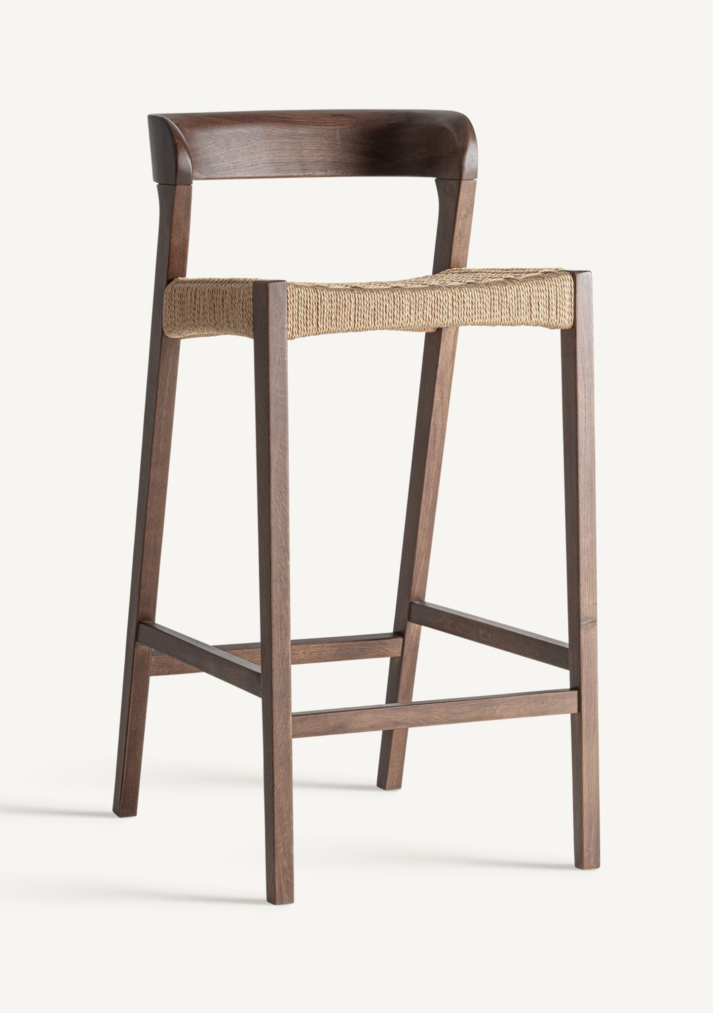 Flaeh Wooden Bar Stool – Set of 2 - Solid Oak & Handwoven Natural Fibre