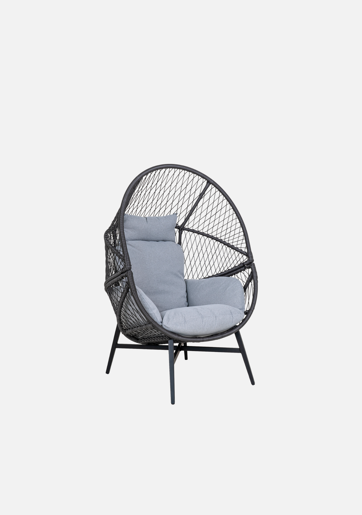 Rosario Lounge Chair – Black Rattan & Steel - Elara Maison
