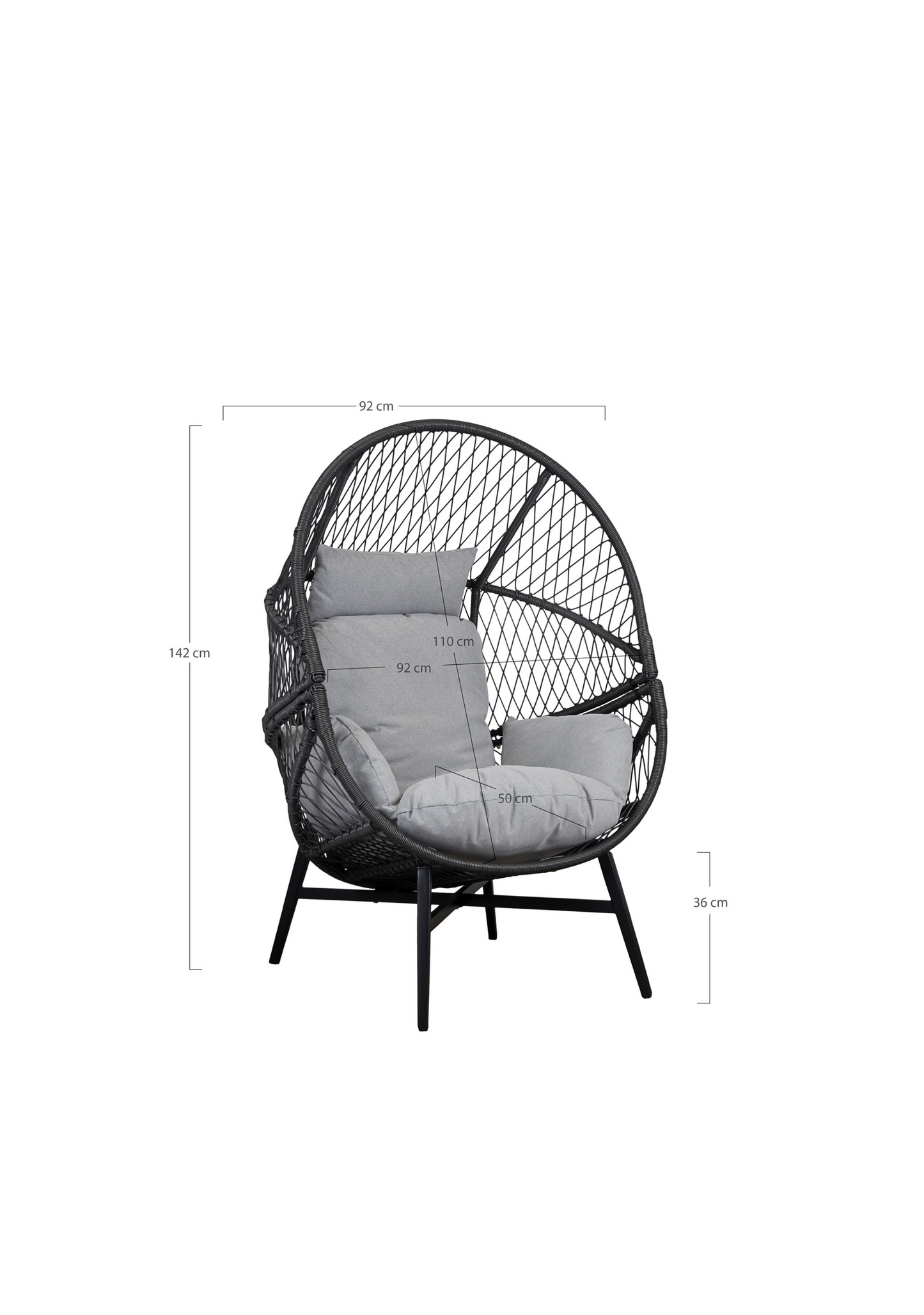 Rosario Lounge Chair – Black Rattan & Steel - Elara Maison