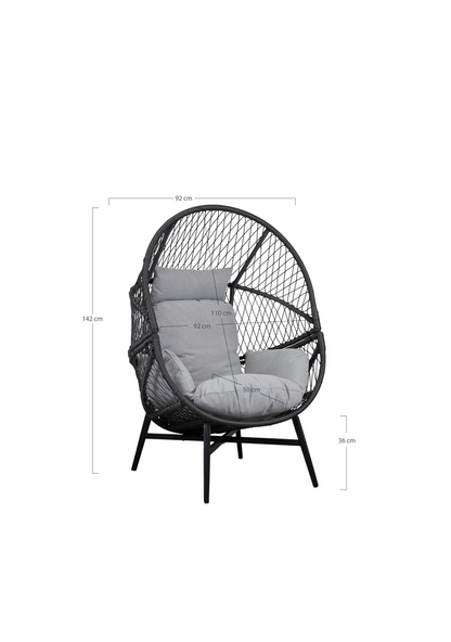 Rosario Lounge Chair – Black Rattan & Steel - Elara Maison
