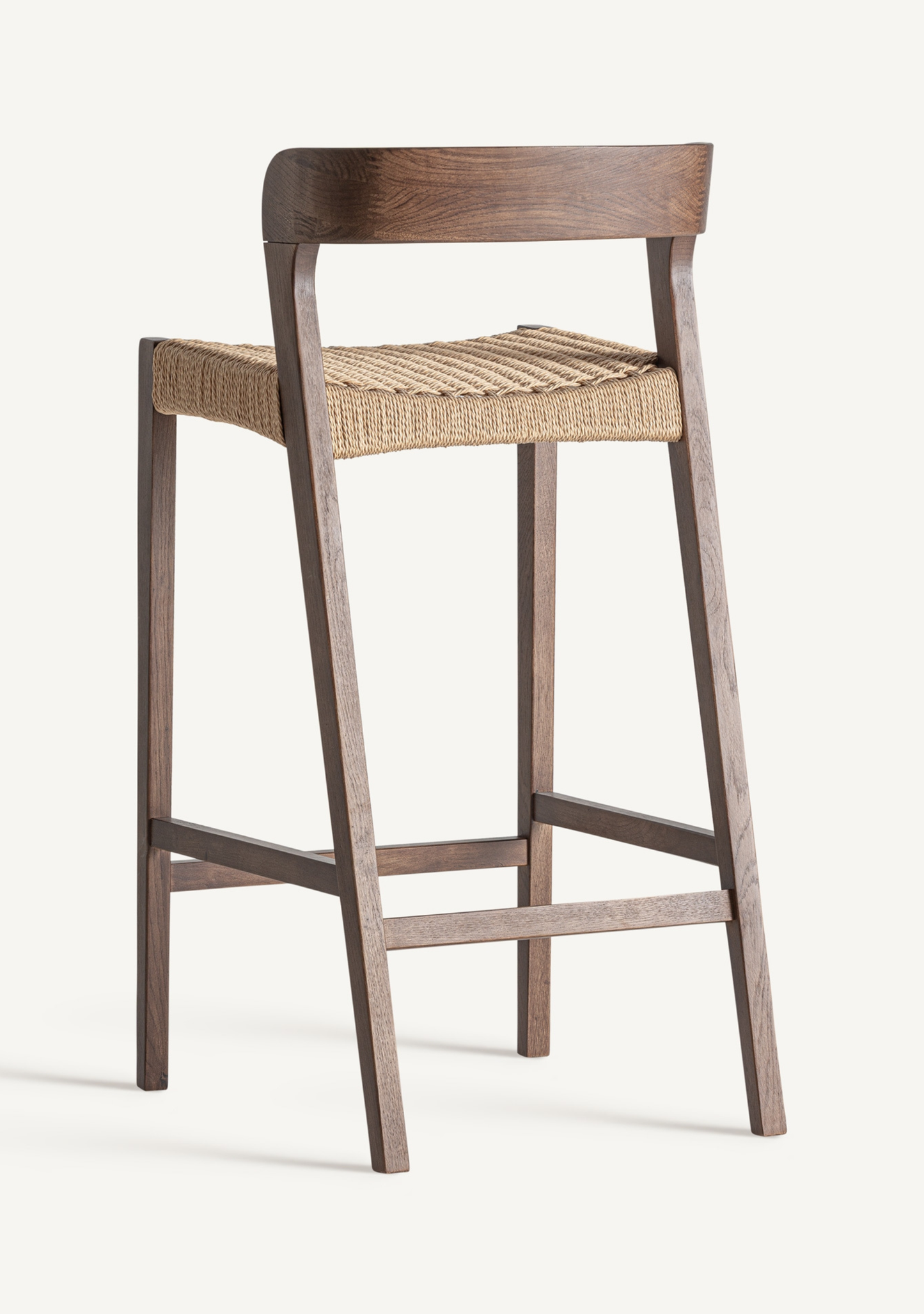 Flaeh Wooden Bar Stool – Set of 2 - Solid Oak & Handwoven Natural Fibre