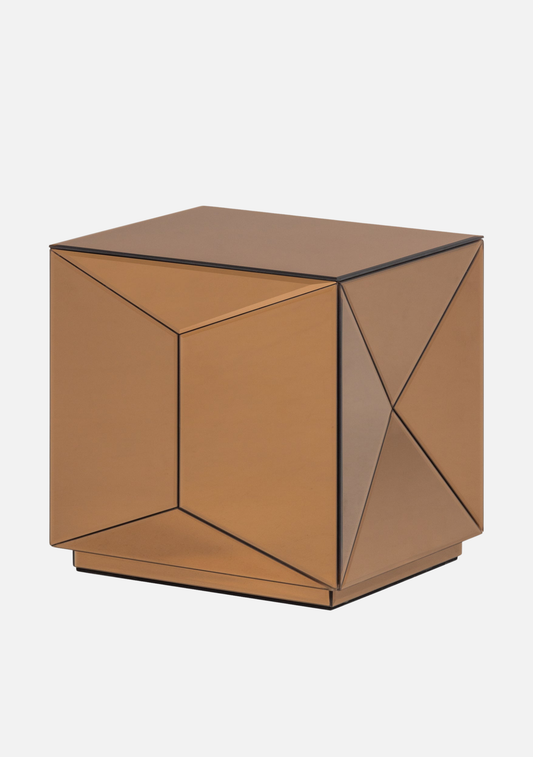 Glintz Side Table – FSC® Brown Mirror Glass MDF - Elara Maison