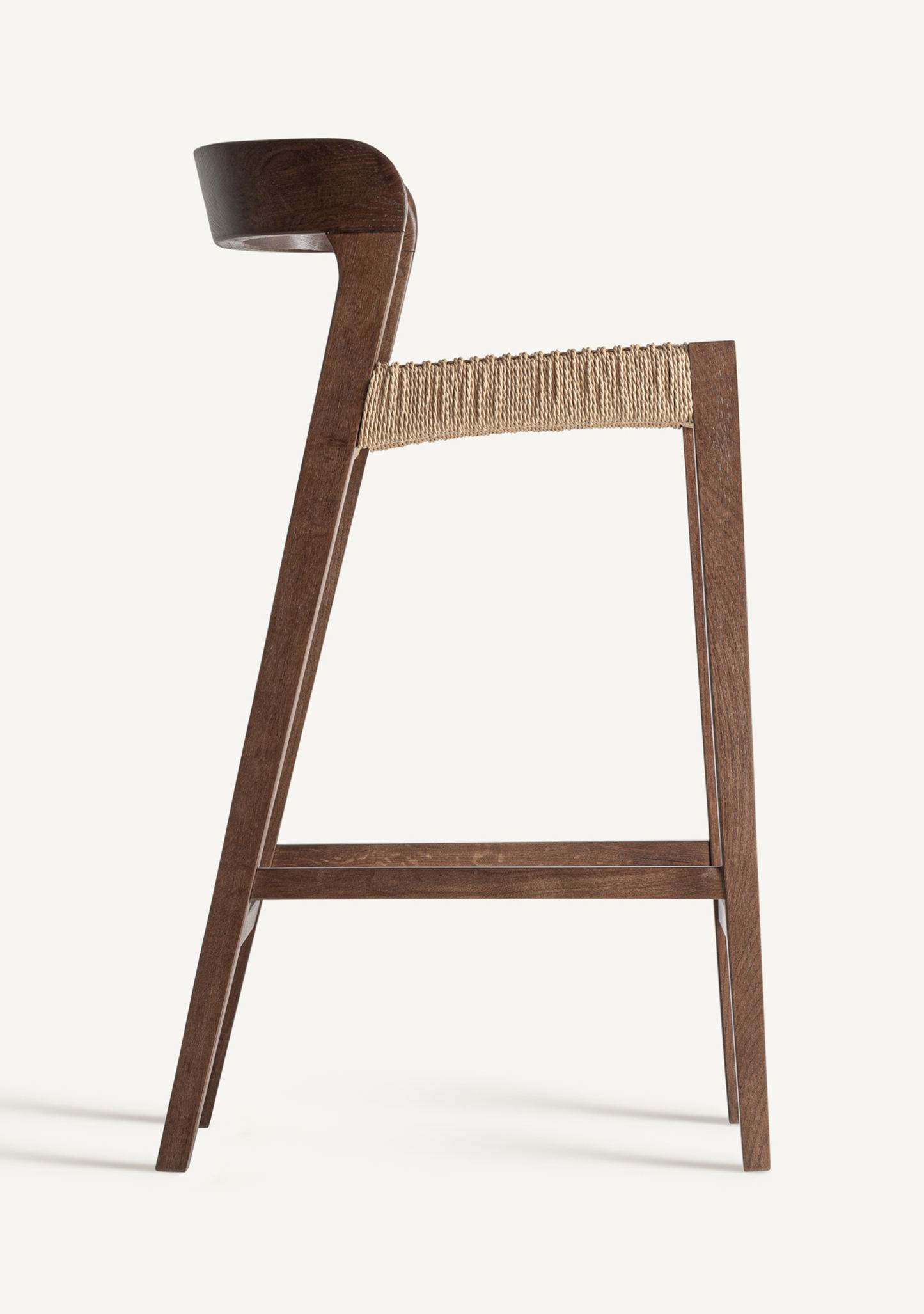 Flaeh Wooden Bar Stool – Set of 2 - Solid Oak & Handwoven Natural Fibre