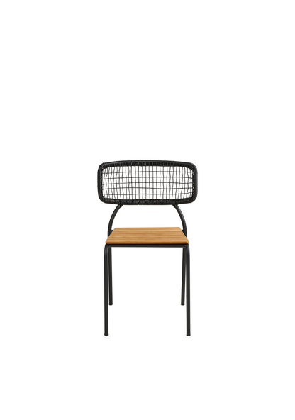 Nashville Dining Chair – Teak & Black Rope, FSC® 100% Set of 4 - Elara Maison