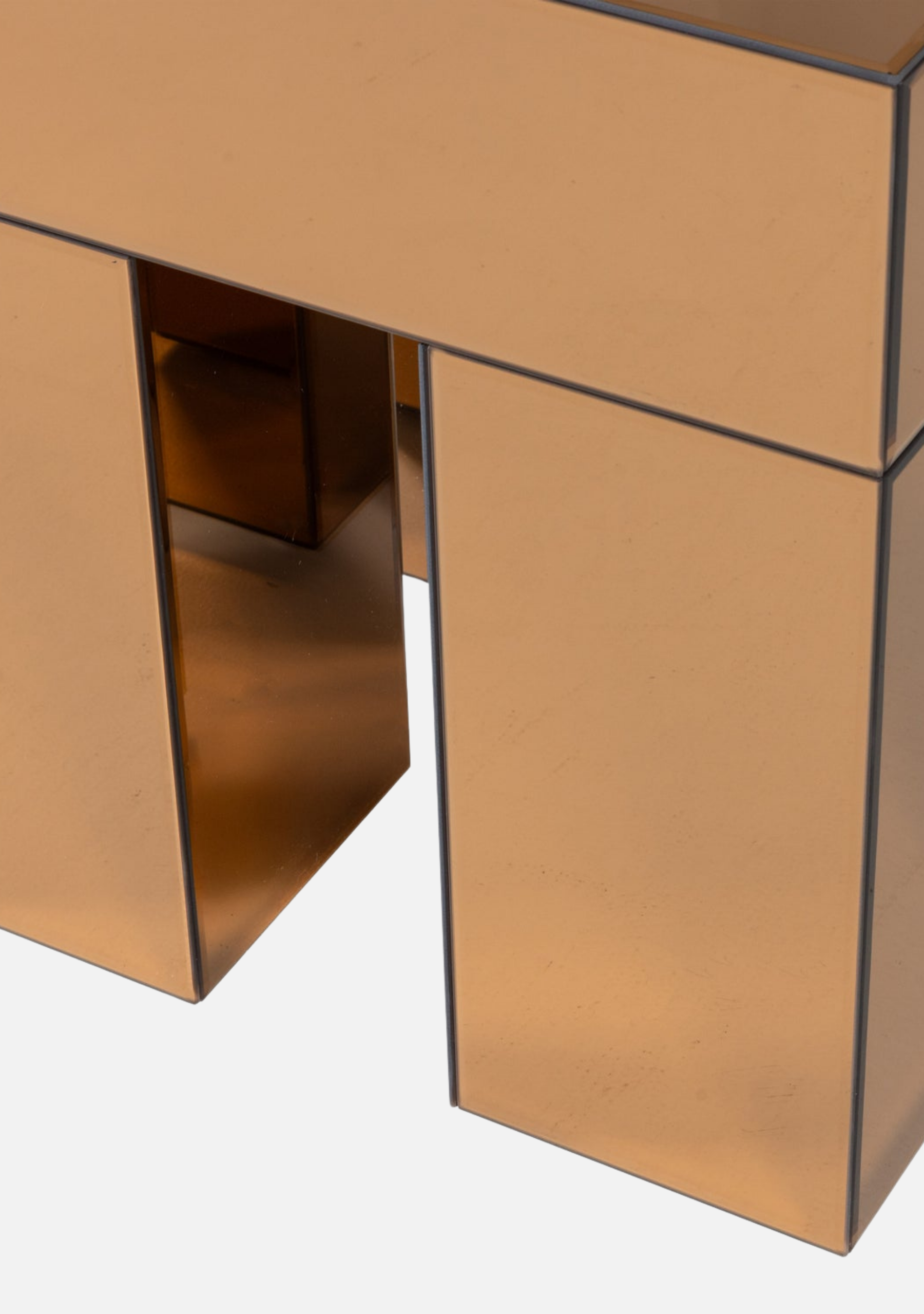 Mirrox Side Table – FSC® Brown Mirror Glass MDF - Elara Maison