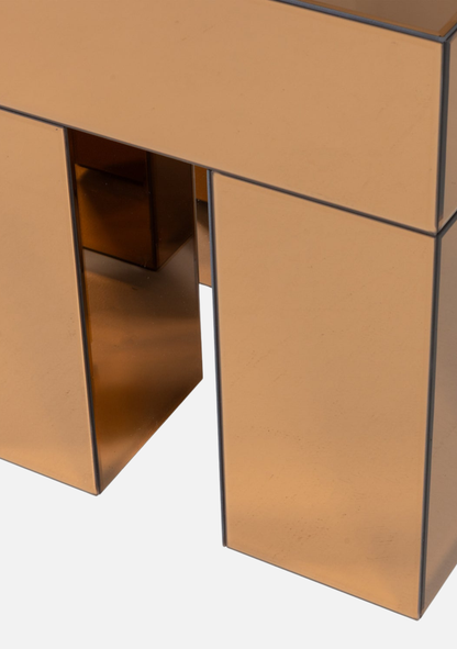 Mirrox Side Table – FSC® Brown Mirror Glass MDF - Elara Maison
