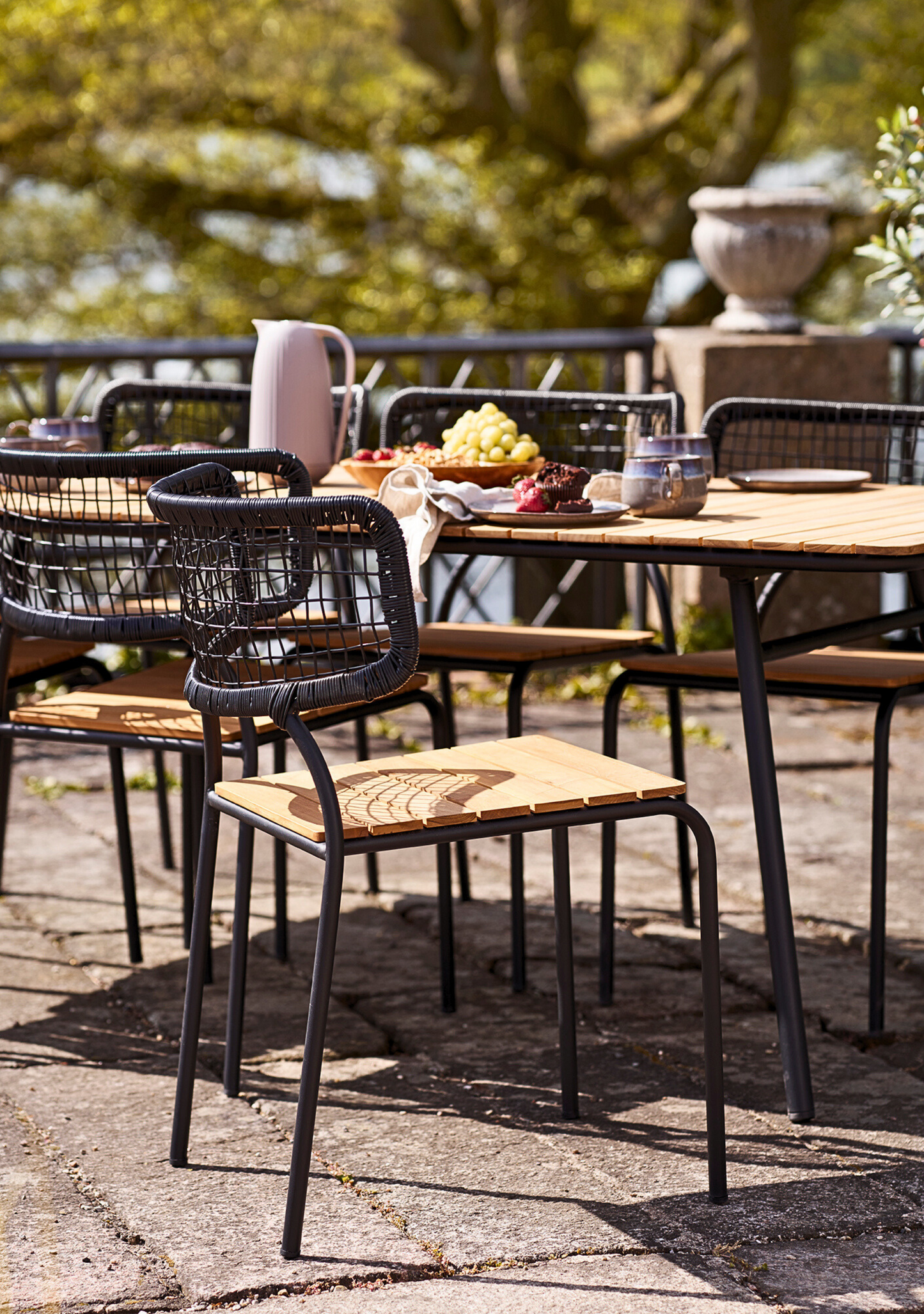 Nashville Dining Chair – Teak & Black Rope, FSC® 100% Set of 4 - Elara Maison