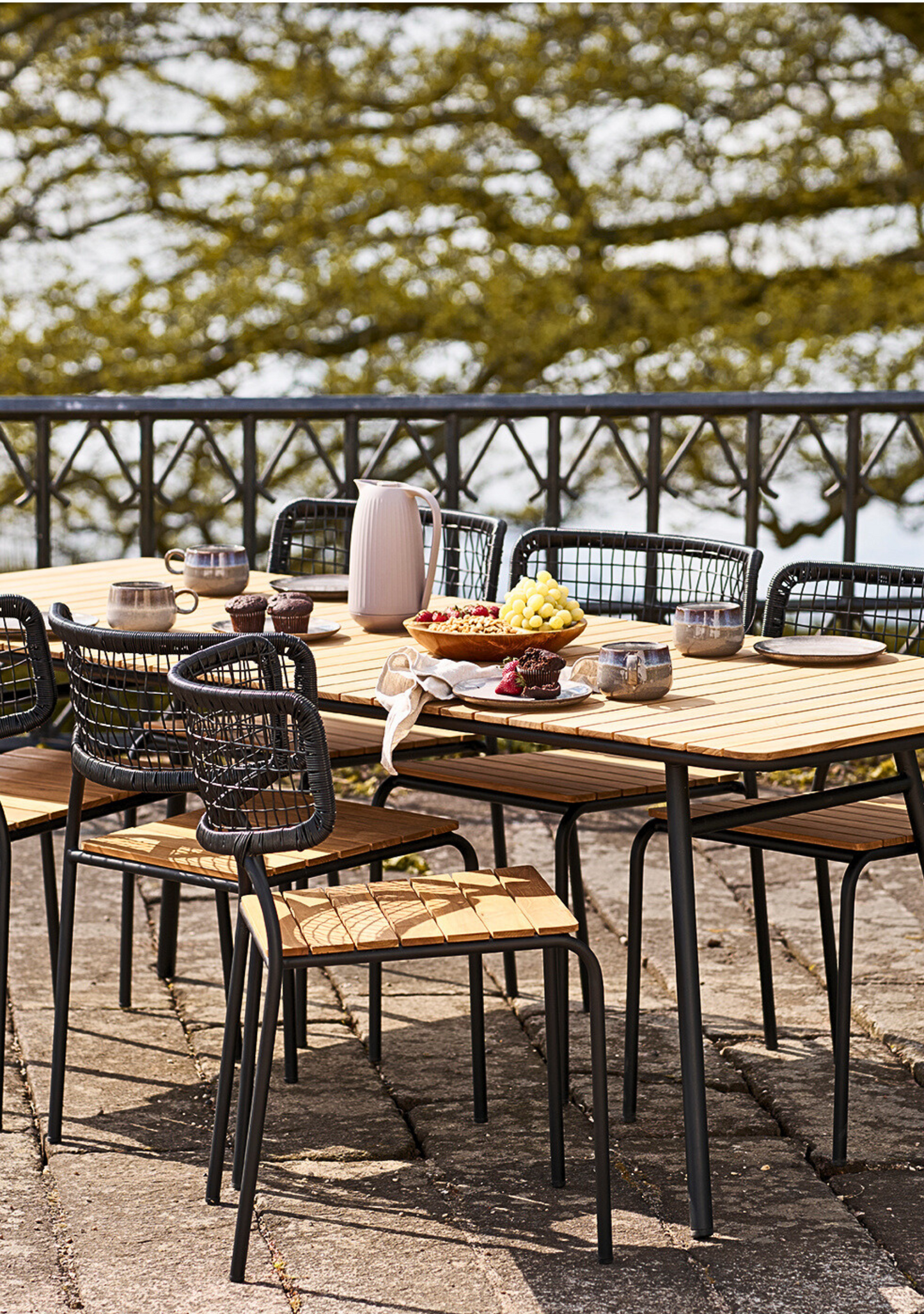 Nashville Dining Chair – Teak & Black Rope, FSC® 100% Set of 4 - Elara Maison