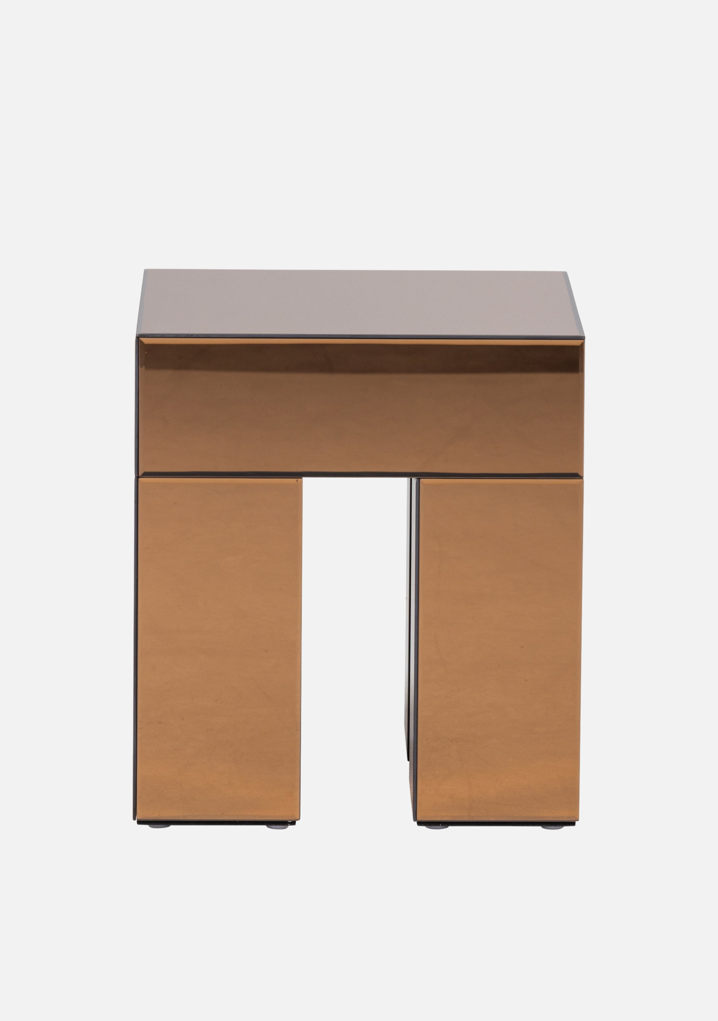 Mirrox Side Table – FSC® Brown Mirror Glass MDF - Elara Maison