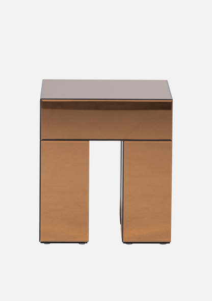 Mirrox Side Table – FSC® Brown Mirror Glass MDF - Elara Maison