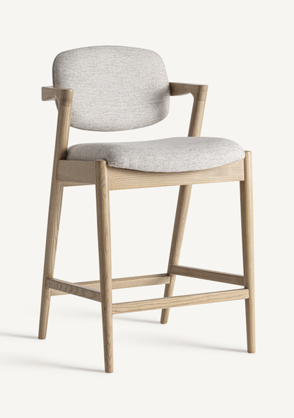 Namur Upholstered Bar Stool – Solid Ash Wood