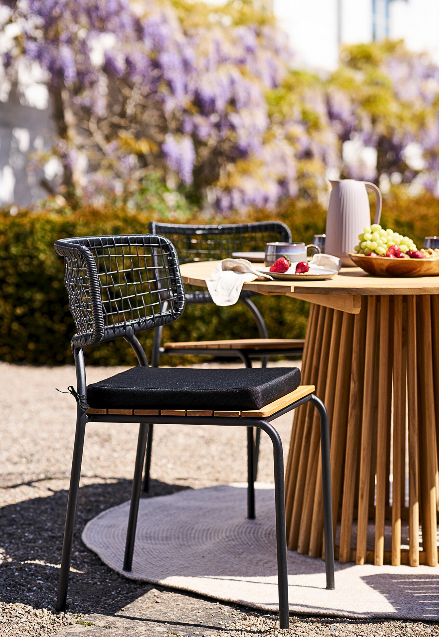 Nashville Dining Chair – Teak & Black Rope, FSC® 100% Set of 4 - Elara Maison