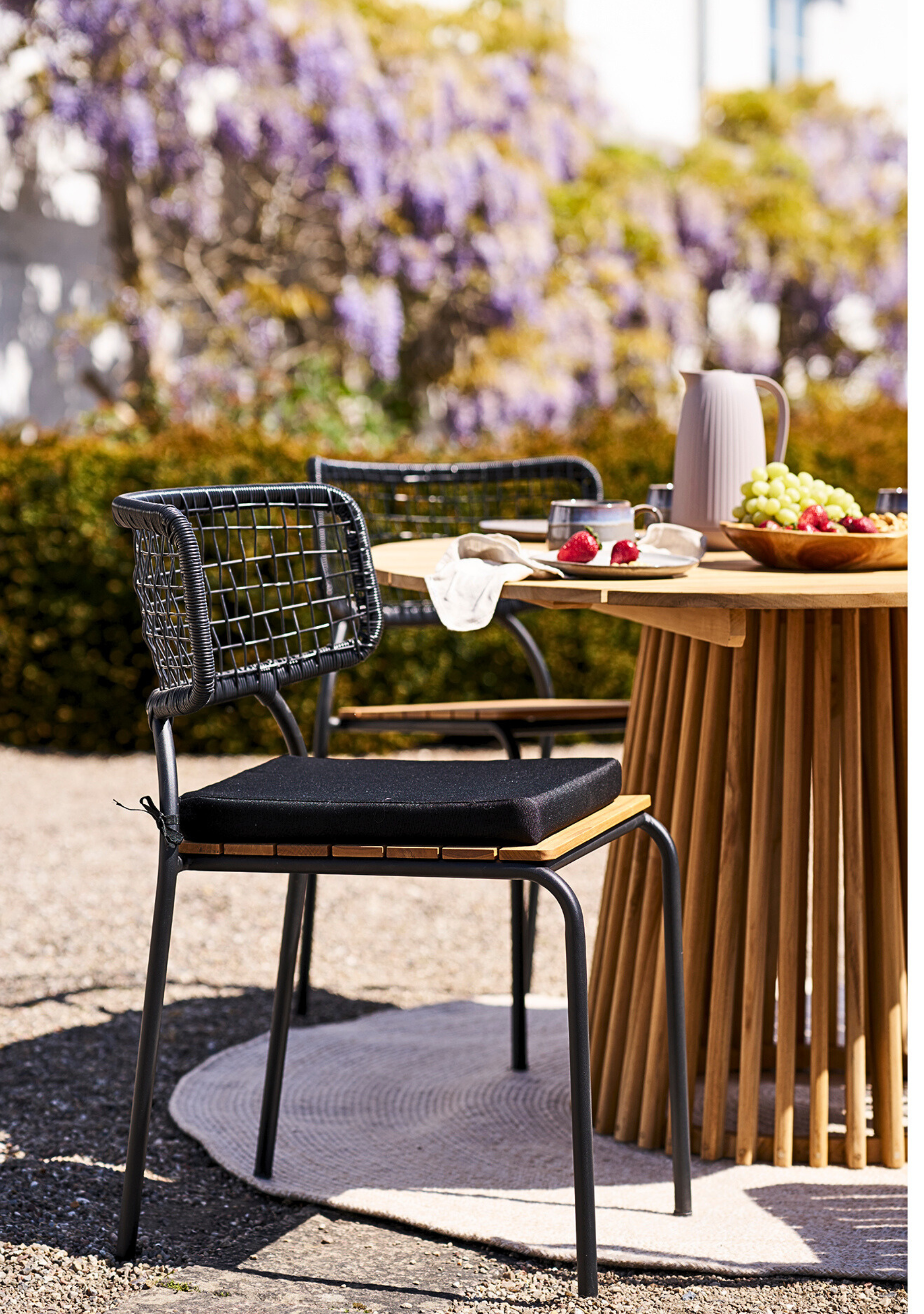 Nashville Dining Chair – Teak & Black Rope, FSC® 100% Set of 4 - Elara Maison