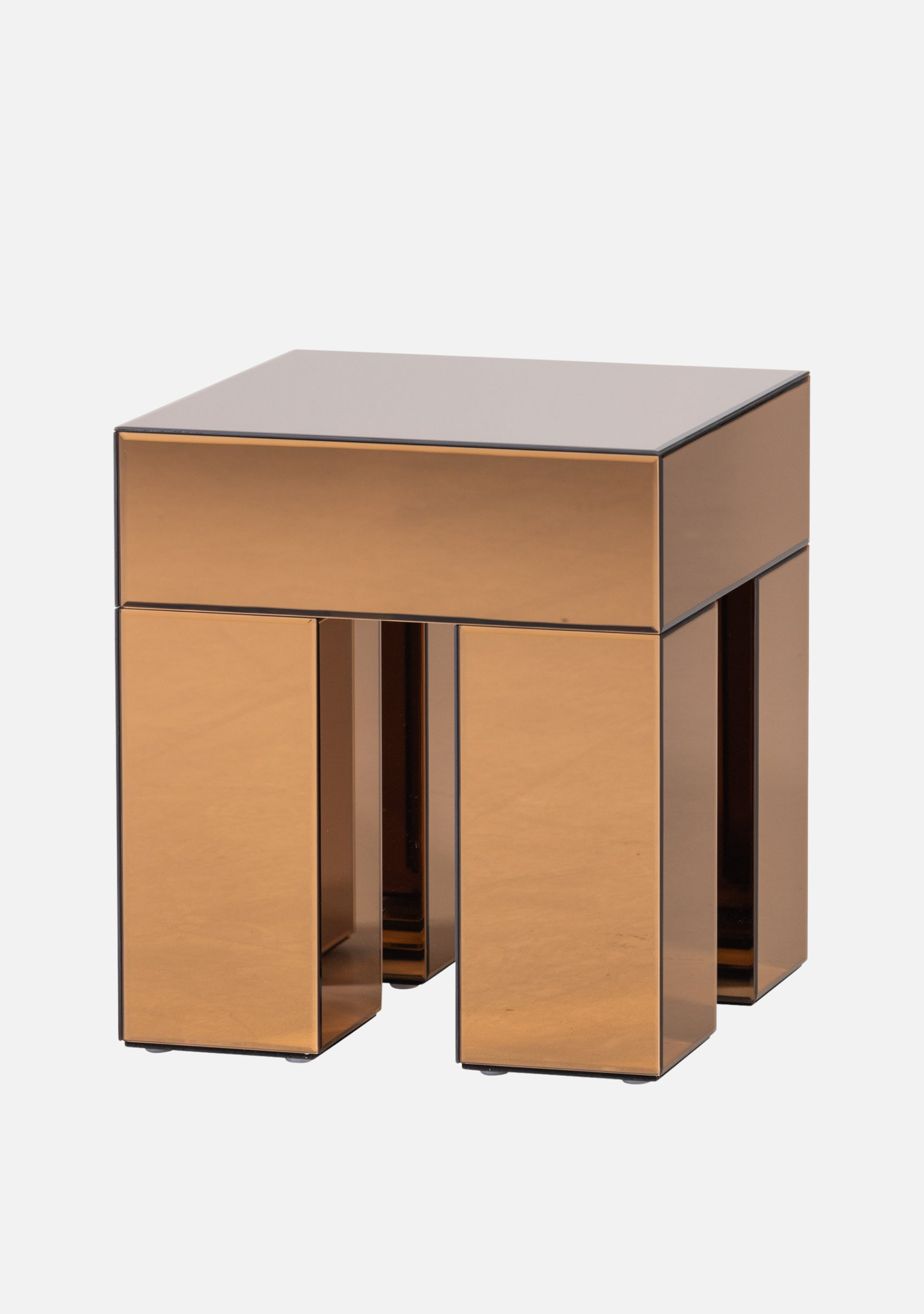 Mirrox Side Table – FSC® Brown Mirror Glass MDF - Elara Maison