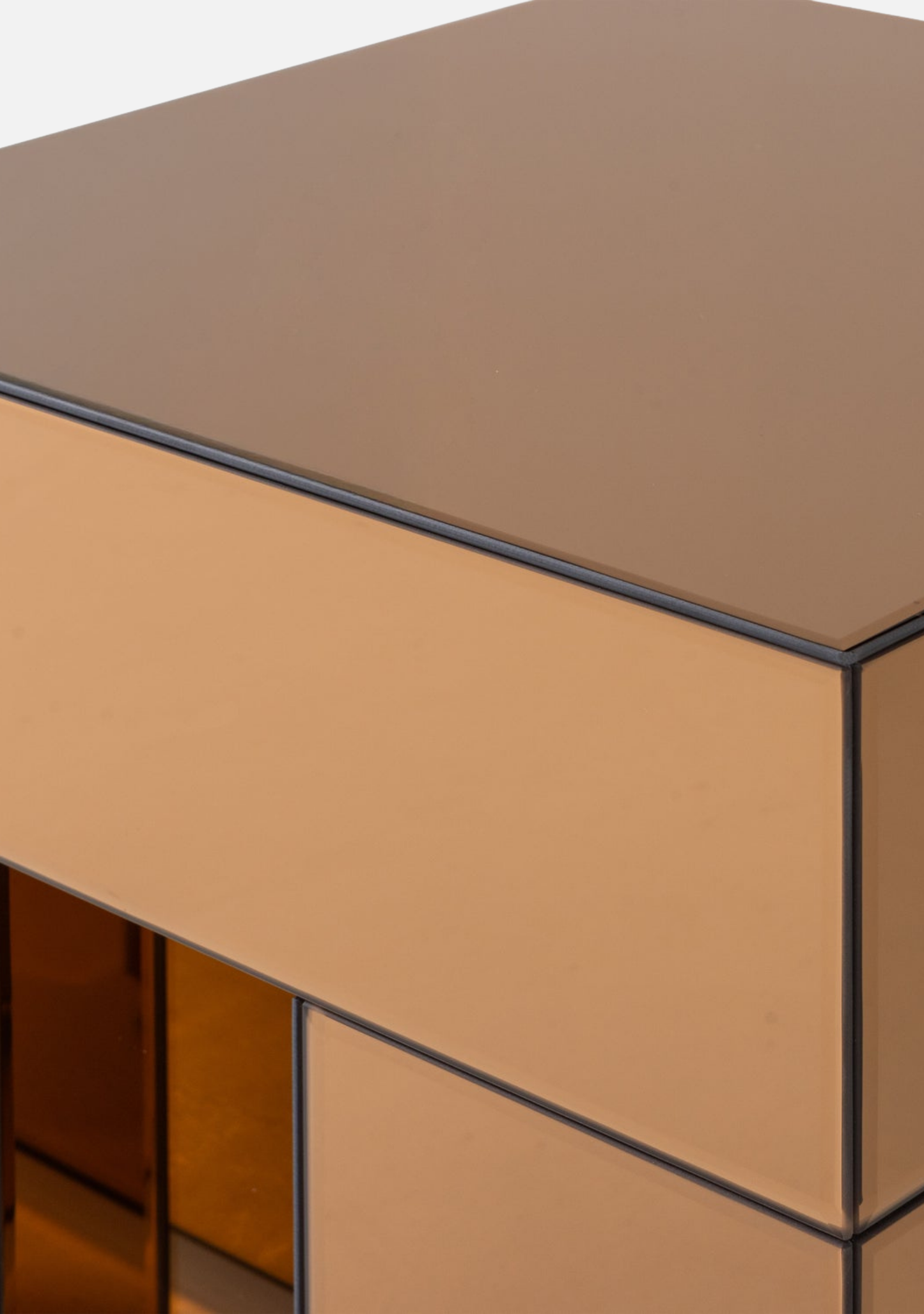 Mirrox Side Table – FSC® Brown Mirror Glass MDF - Elara Maison