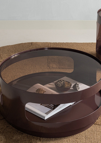 Sero Coffee Table – Brown Metal Glass - Elara Maison