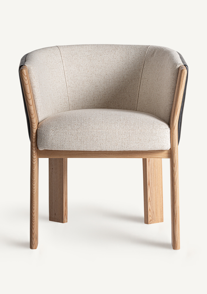 Nara Designer Oak Dining Chair with Leather & Stain-Resistant Upholstery