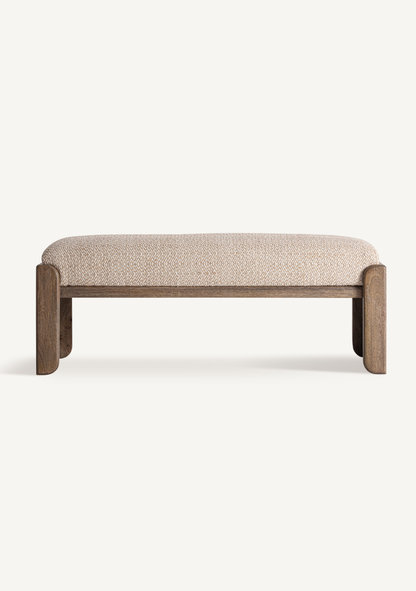 Liermo Upholstered Bed Bench – Beige & Brown - Elara Maison