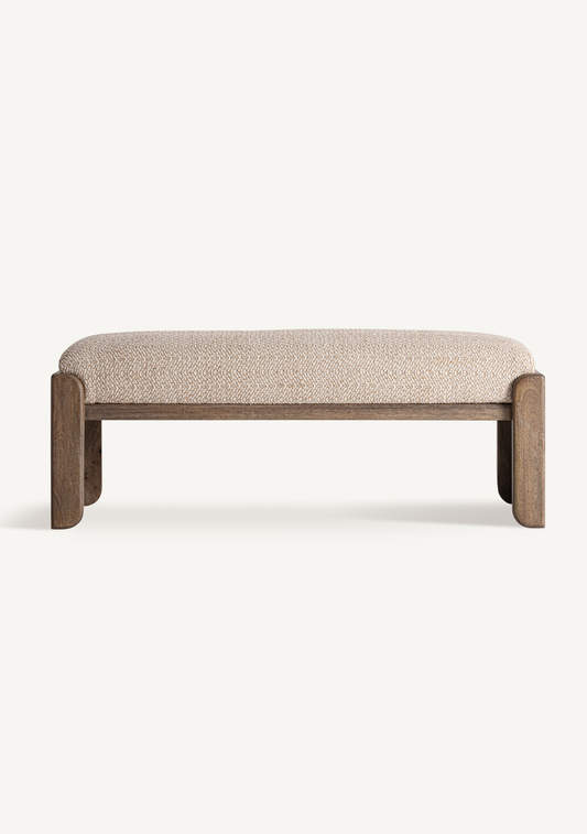Liermo Upholstered Bed Bench – Beige & Brown - Elara Maison
