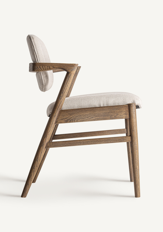 Namur Upholstered Dining Chair with Armrests – Solid Ash Wood