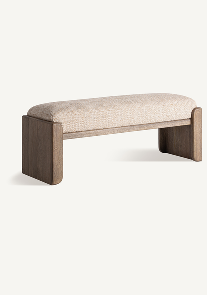 Liermo Upholstered Bed Bench – Beige & Brown - Elara Maison