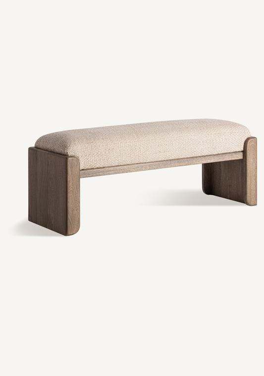 Liermo Upholstered Bed Bench – Beige & Brown - Elara Maison