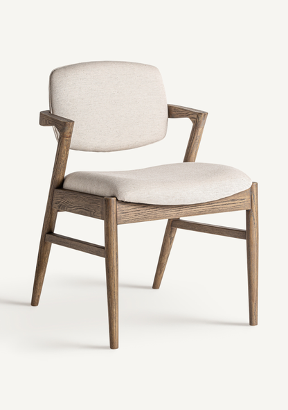 Namur Upholstered Dining Chair with Armrests – Solid Ash Wood