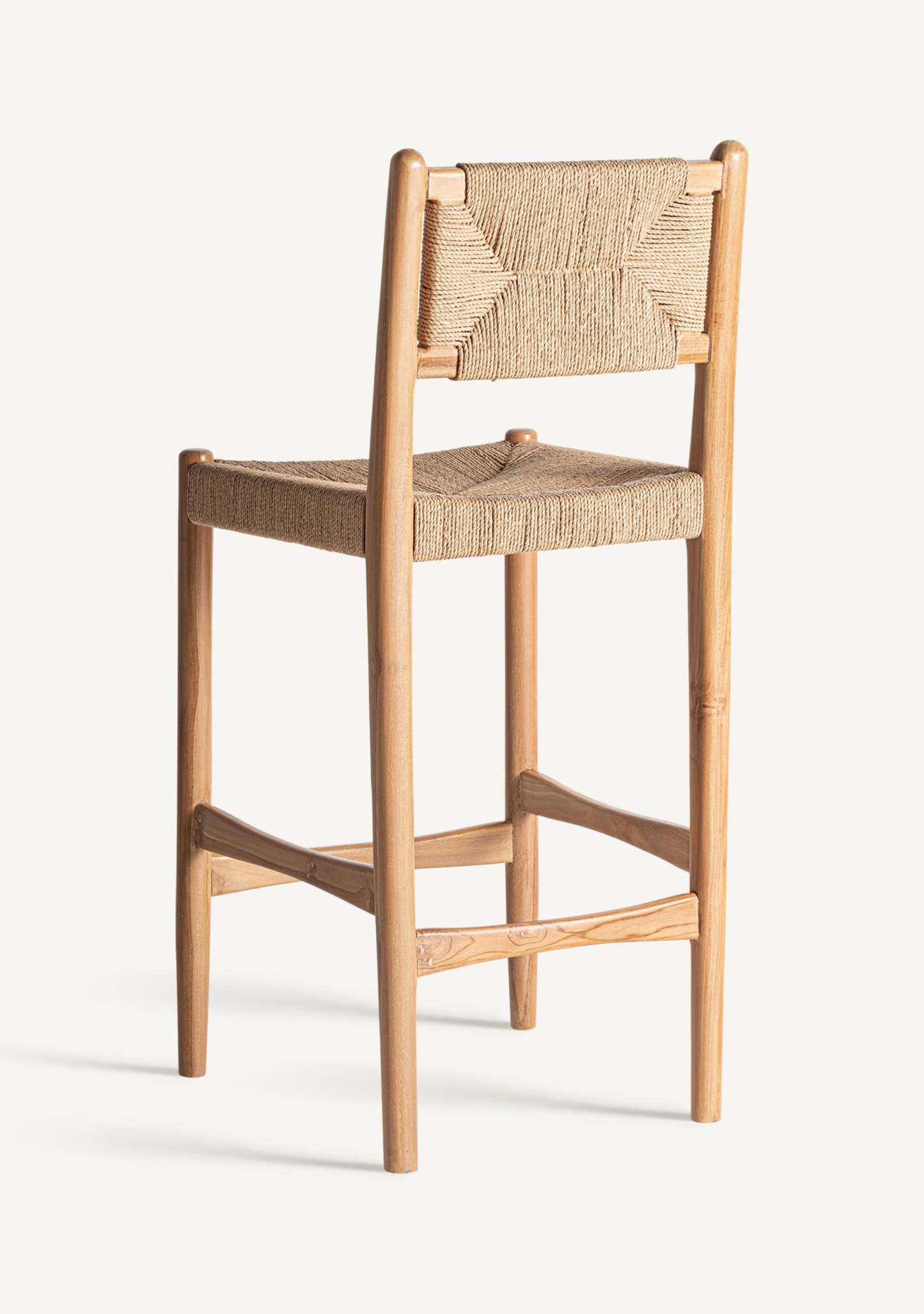 Agia Teak Wood & Handwoven Hemp Bar Stool