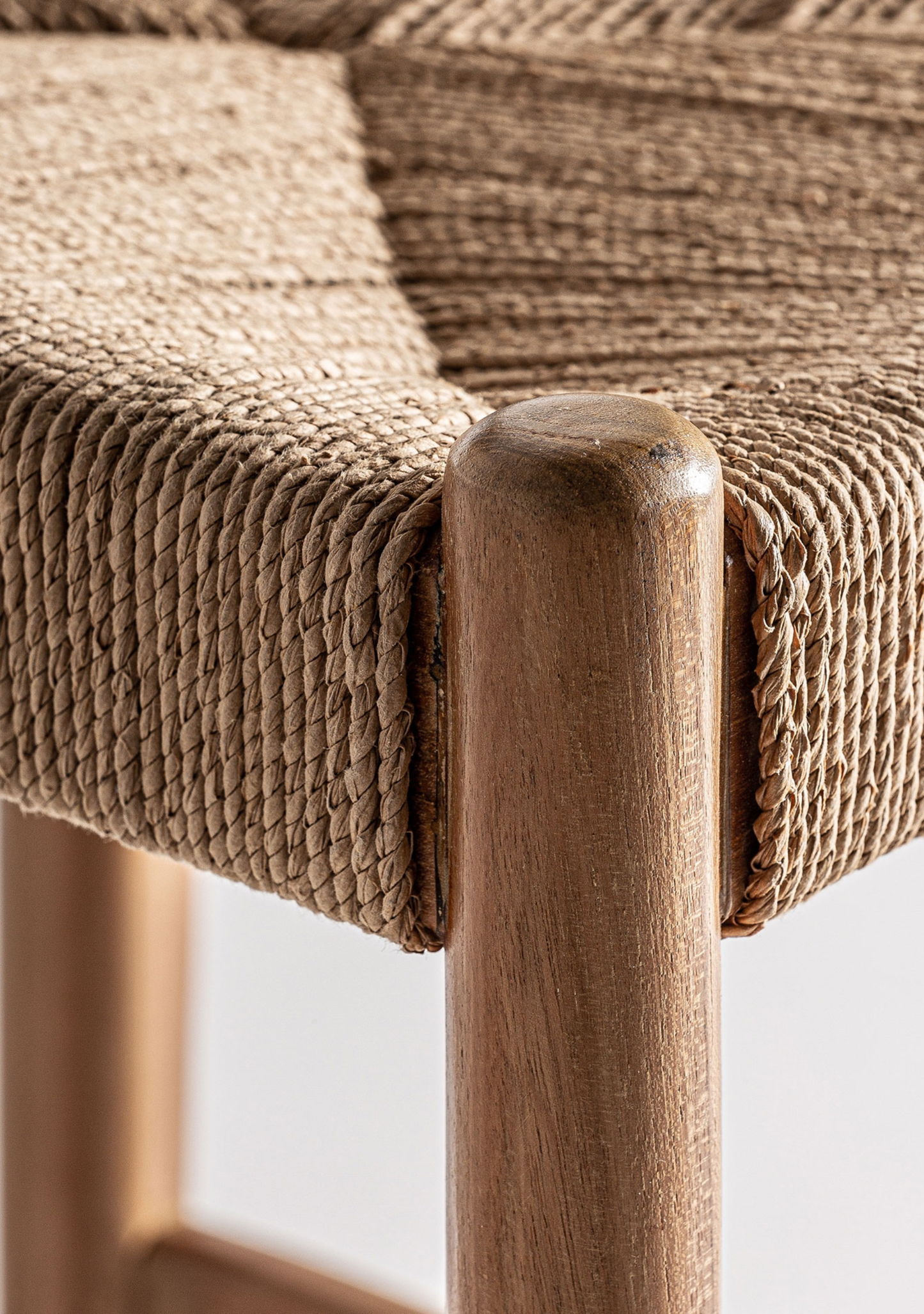 Agia Teak Wood & Handwoven Hemp Bar Stool