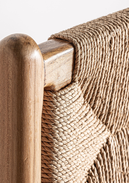 Agia Teak Wood & Handwoven Hemp Bar Stool