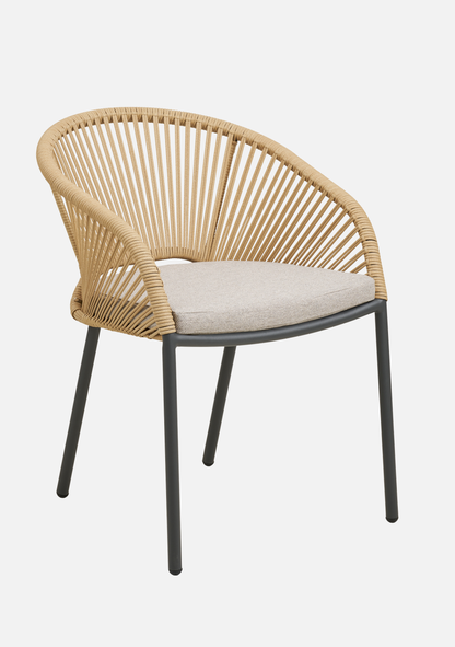 Novella Outdoor Dining Chair – Set of 2 – Beige Aluminium