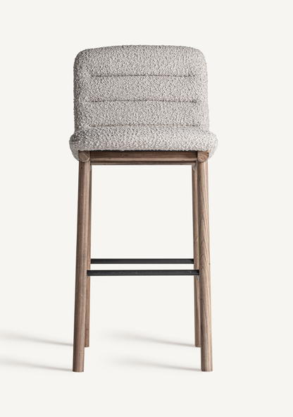 Jacquard Upholstered Elm Wood Bar Stool
