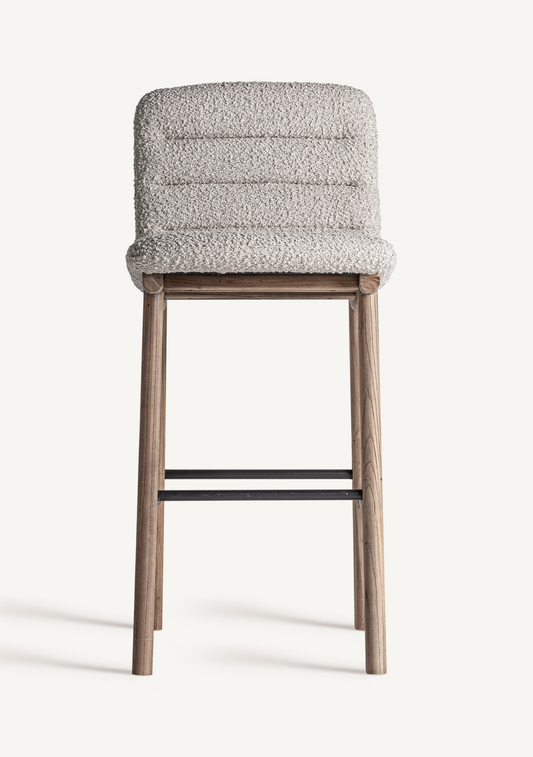 Jacquard Upholstered Elm Wood Bar Stool