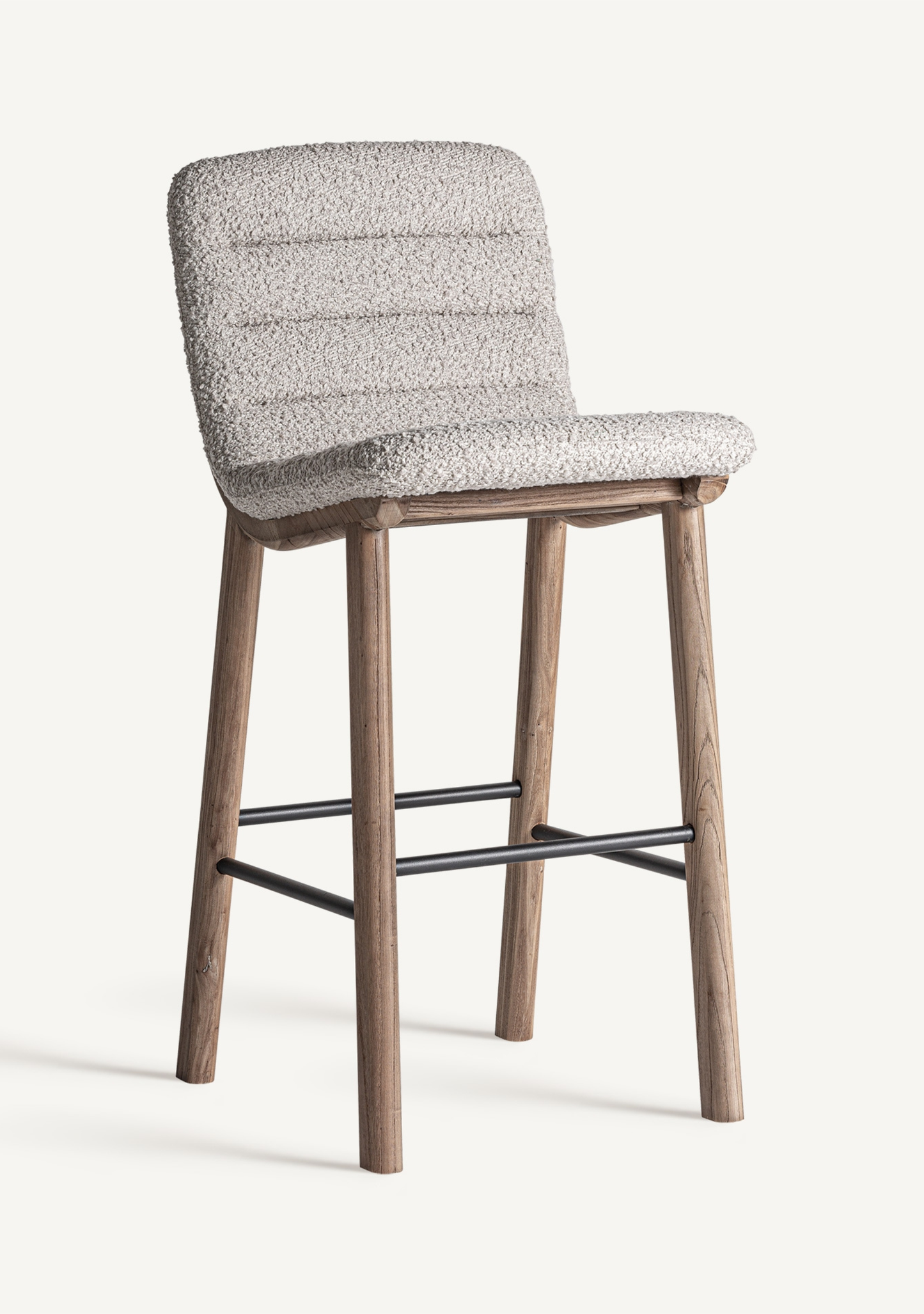 Jacquard Upholstered Elm Wood Bar Stool