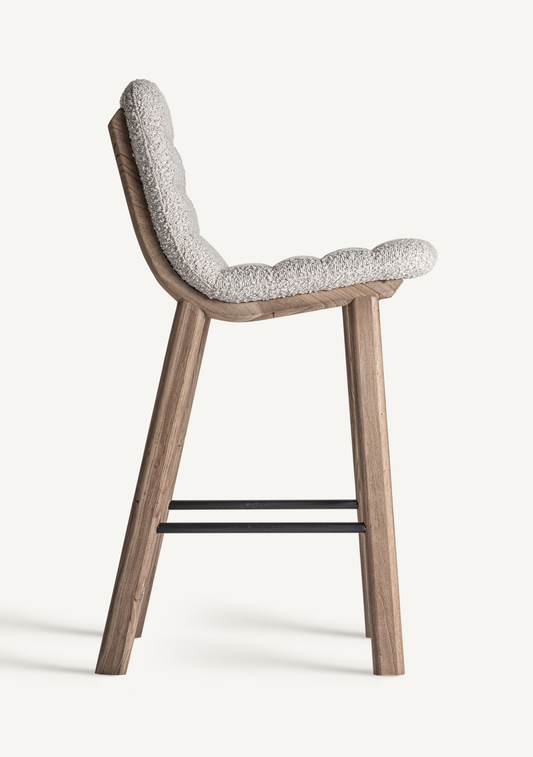 Jacquard Upholstered Elm Wood Bar Stool