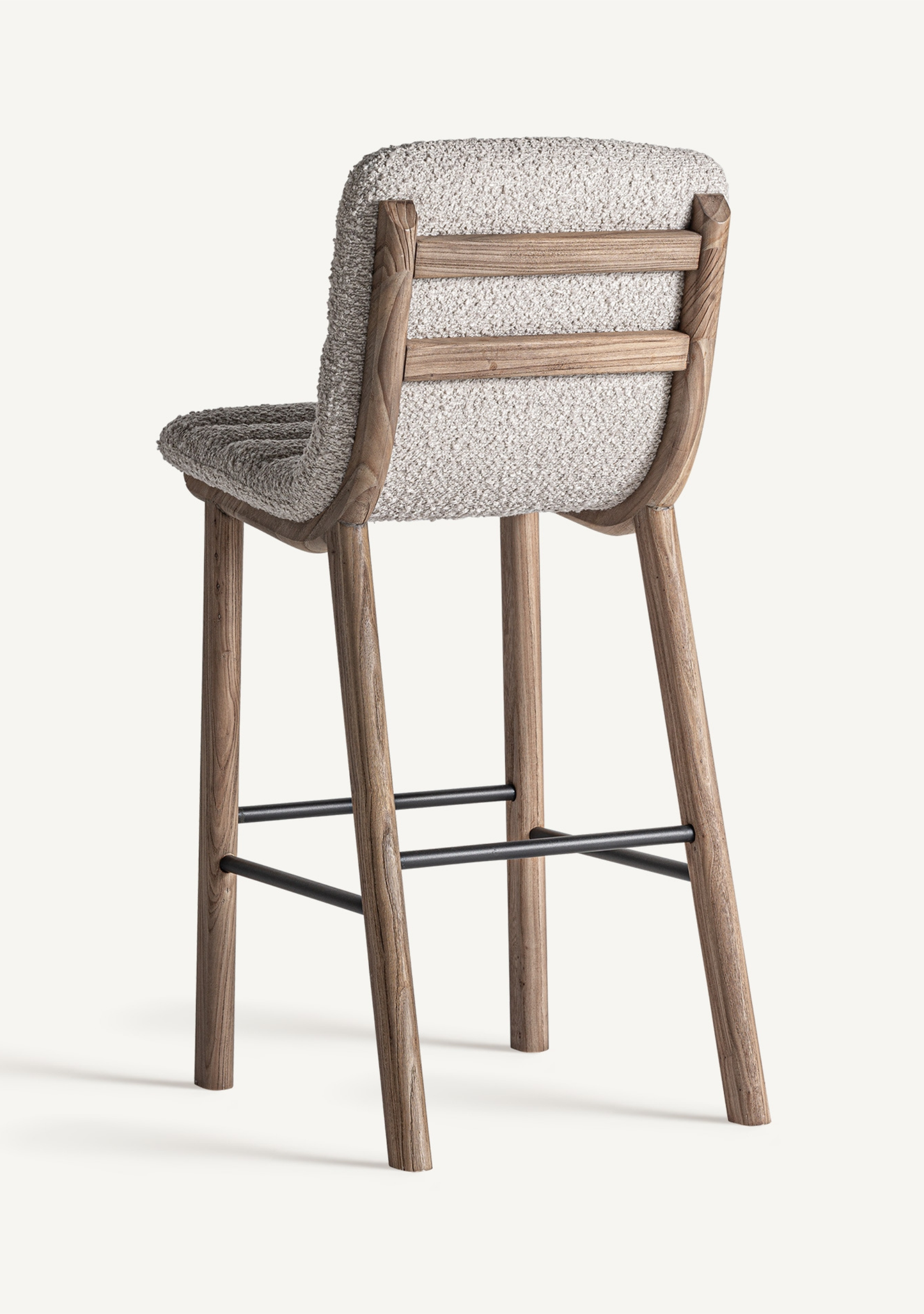 Jacquard Upholstered Elm Wood Bar Stool