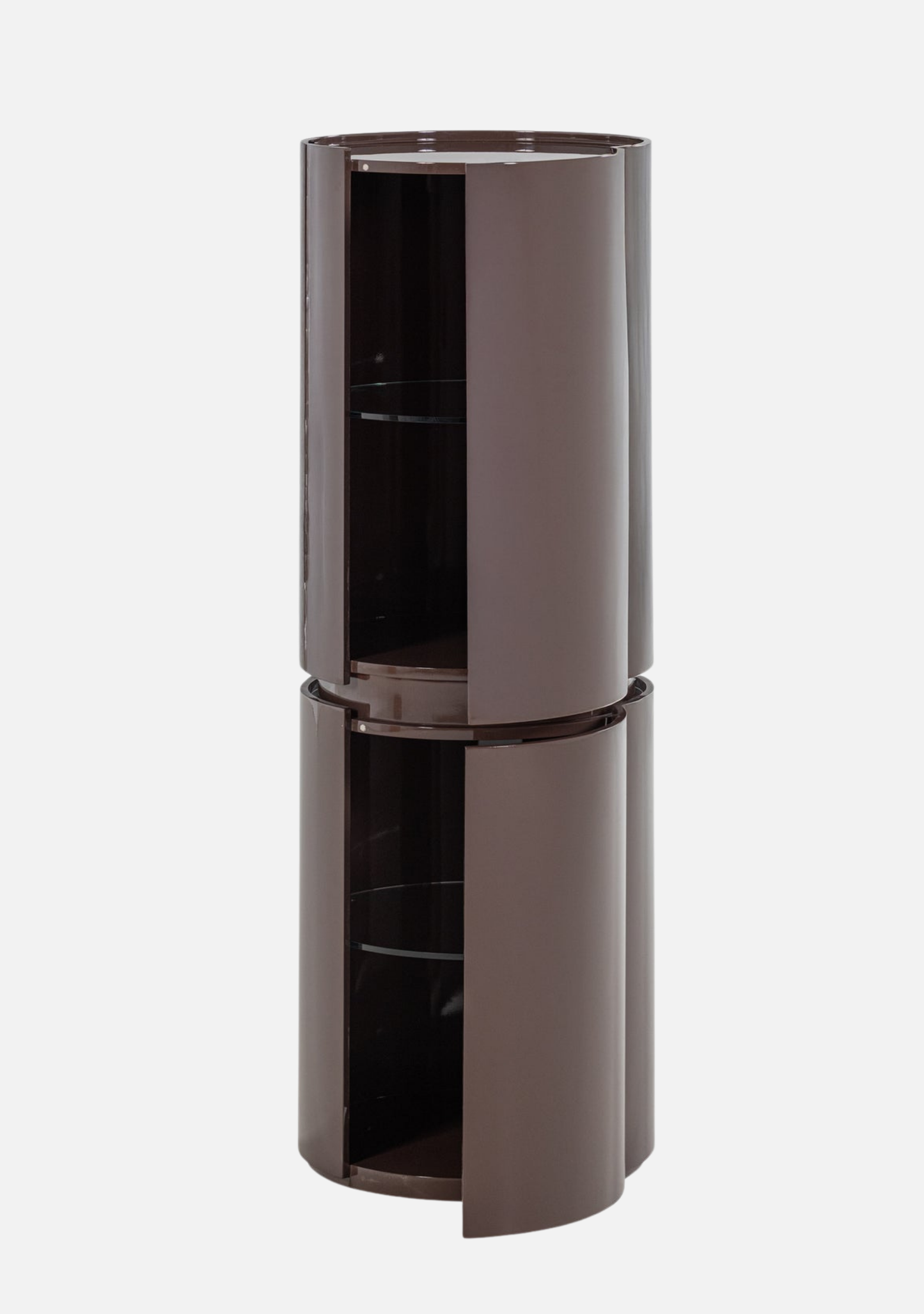Sera Round Cabinet – Dark Brown FSC® Gloss MDF - Elara Maison