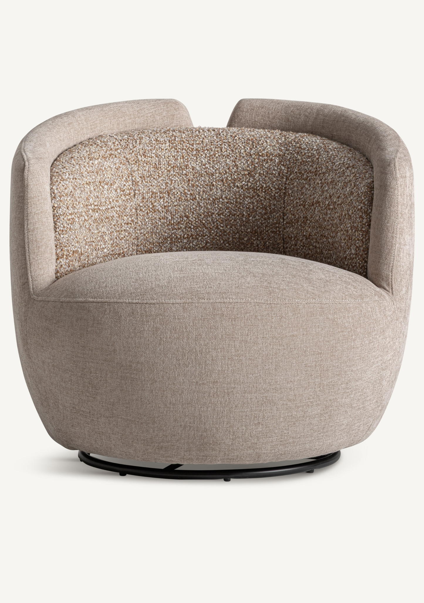 Vipiteno Beige Chenille Swivel Accent Armchair