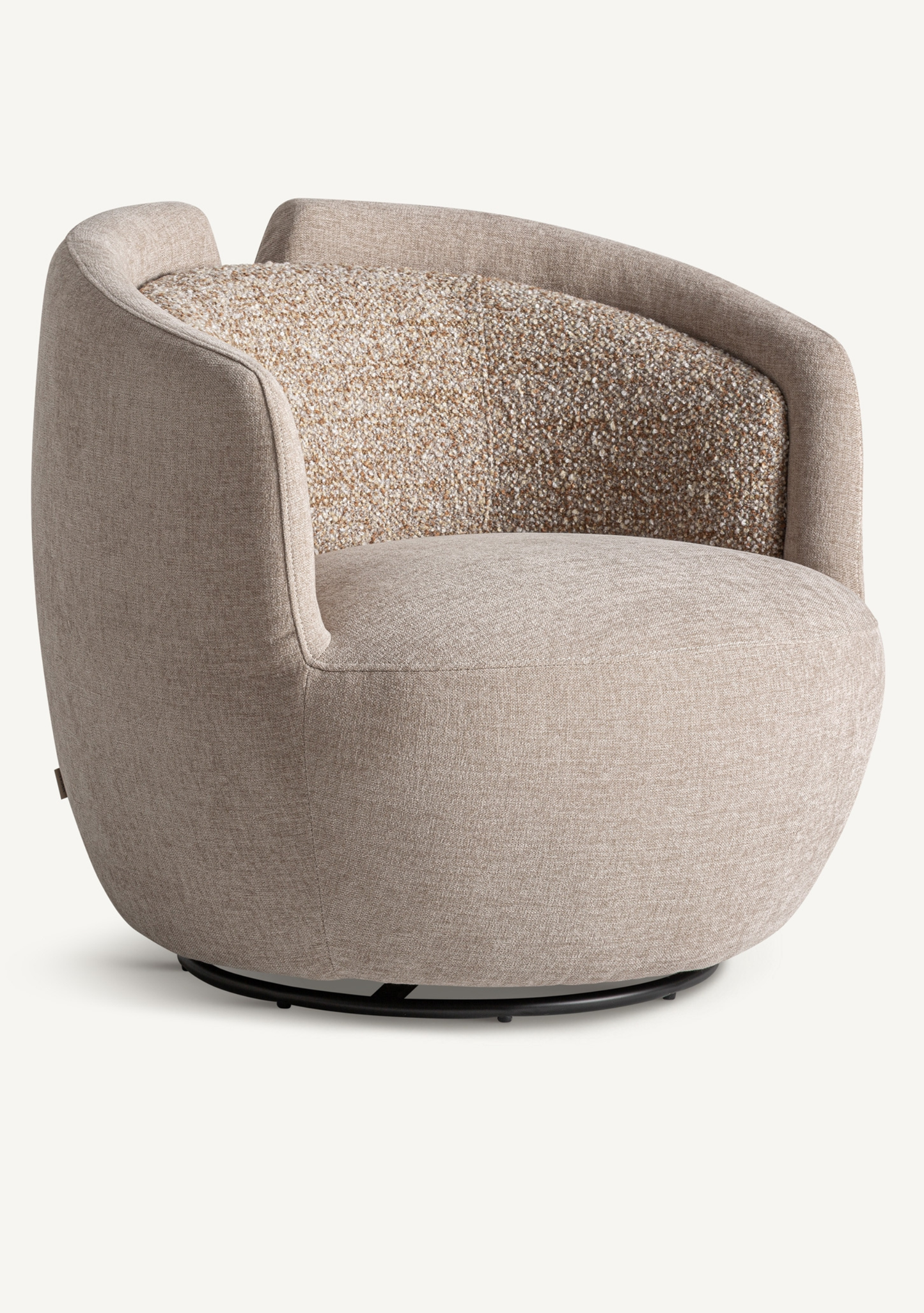 Vipiteno Beige Chenille Swivel Accent Armchair