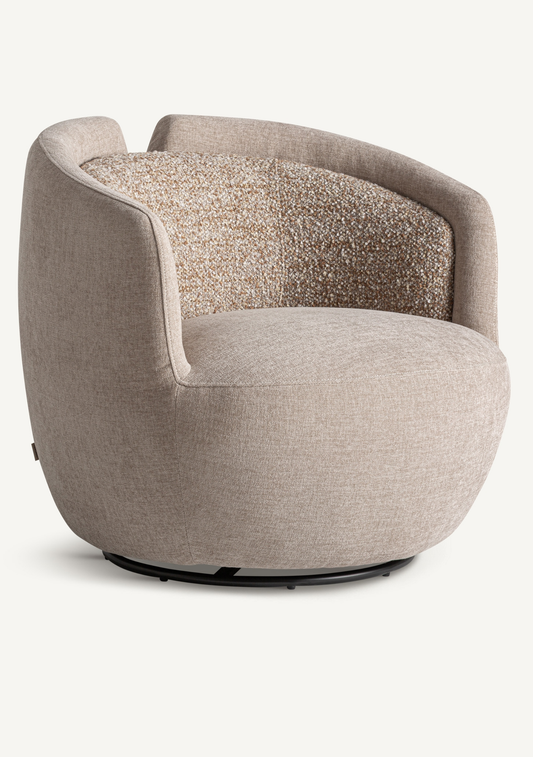 Vipiteno Beige Chenille Swivel Accent Armchair