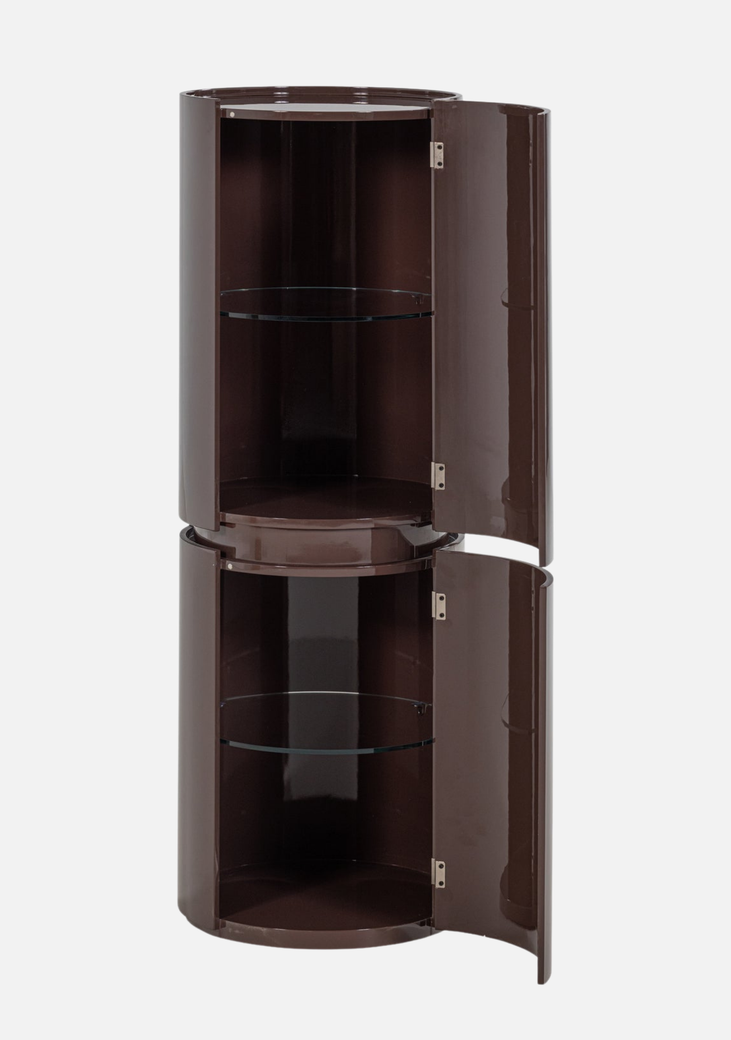 Sera Round Cabinet – Dark Brown FSC® Gloss MDF - Elara Maison