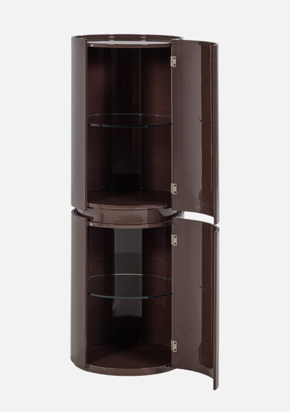Sera Round Cabinet – Dark Brown FSC® Gloss MDF - Elara Maison